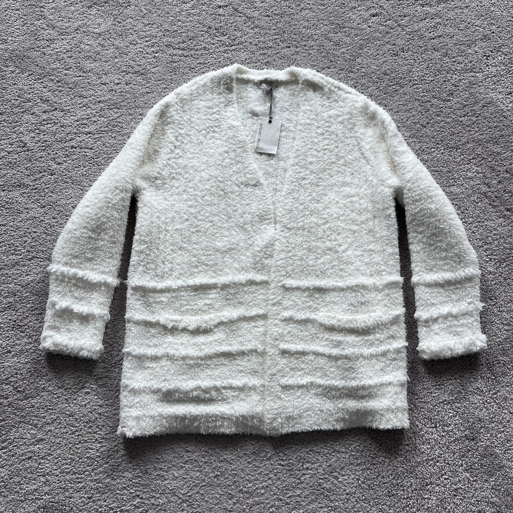 Barefoot Dreams Ivory Fuzzy Open Cardigan